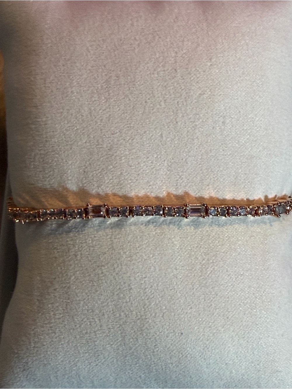 Delicate Rose Gold and white Baguette Tennis Bracelet